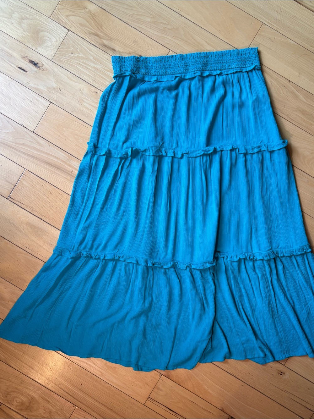 Women’s Boden Teal Tiered Maxi Skirt with Smocked waist